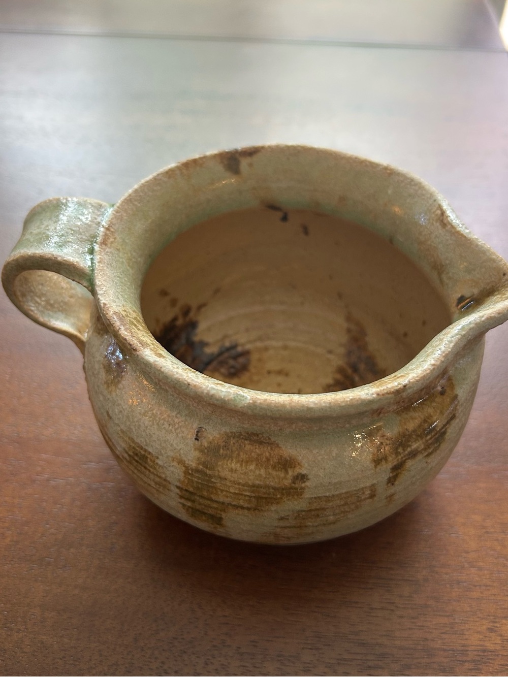 Handcrafted Ceramic Artist Signed Bowl with Spout